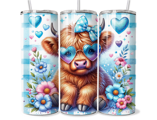 20 oz Highland Cow Tumbler, Metal insulated tumbler, sublimation wrap