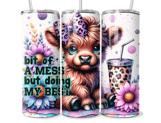 20 oz Highland Cow Tumbler, Metal insulated tumbler, sublimation wrap