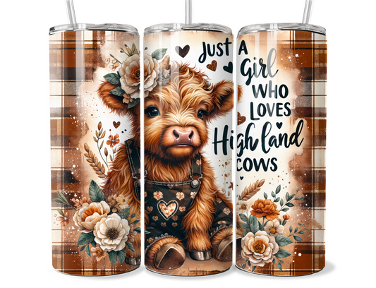 20 oz Highland Cow Tumbler, Metal insulated tumbler, sublimation wrap