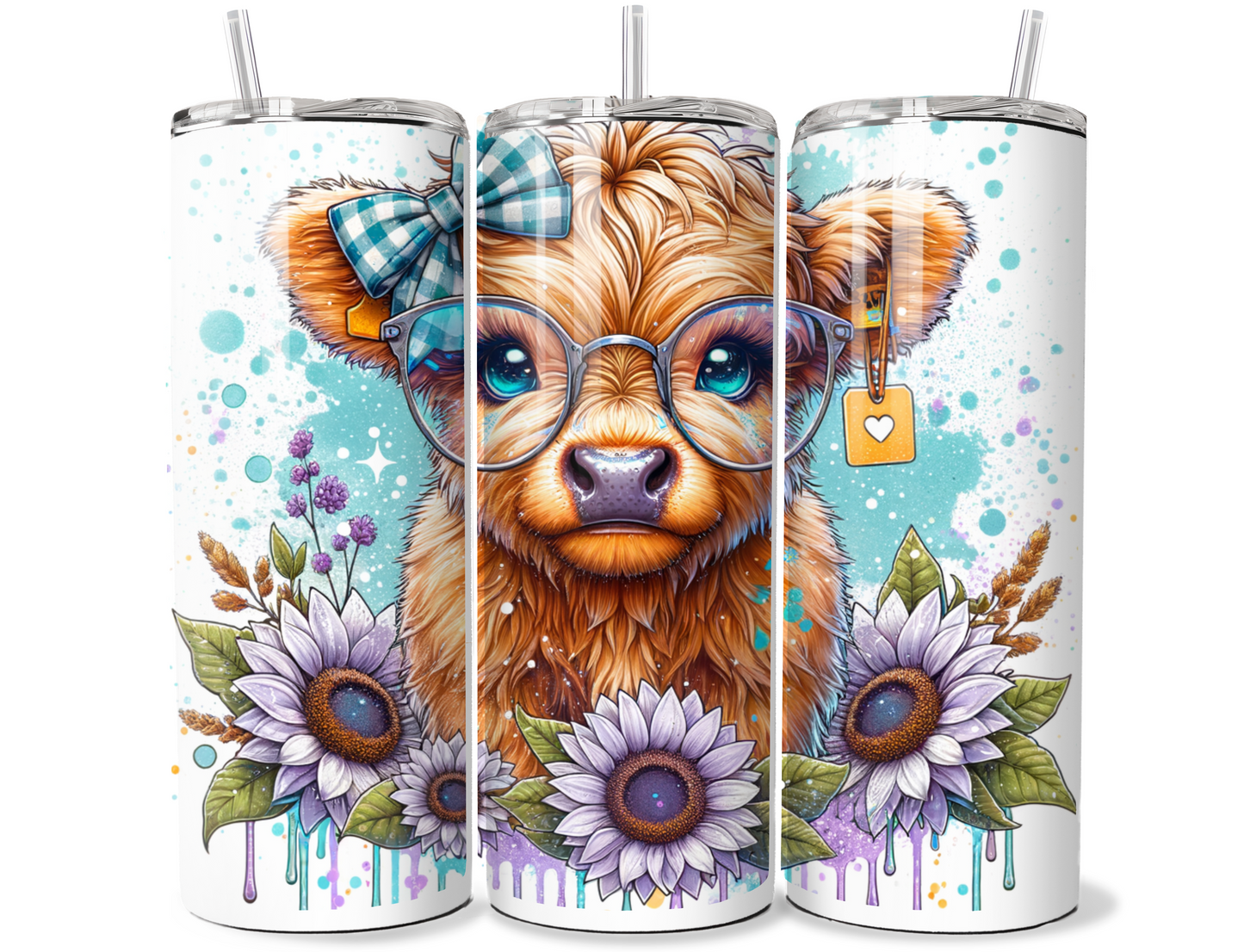 20 oz Highland Cow Tumbler, Metal insulated tumbler