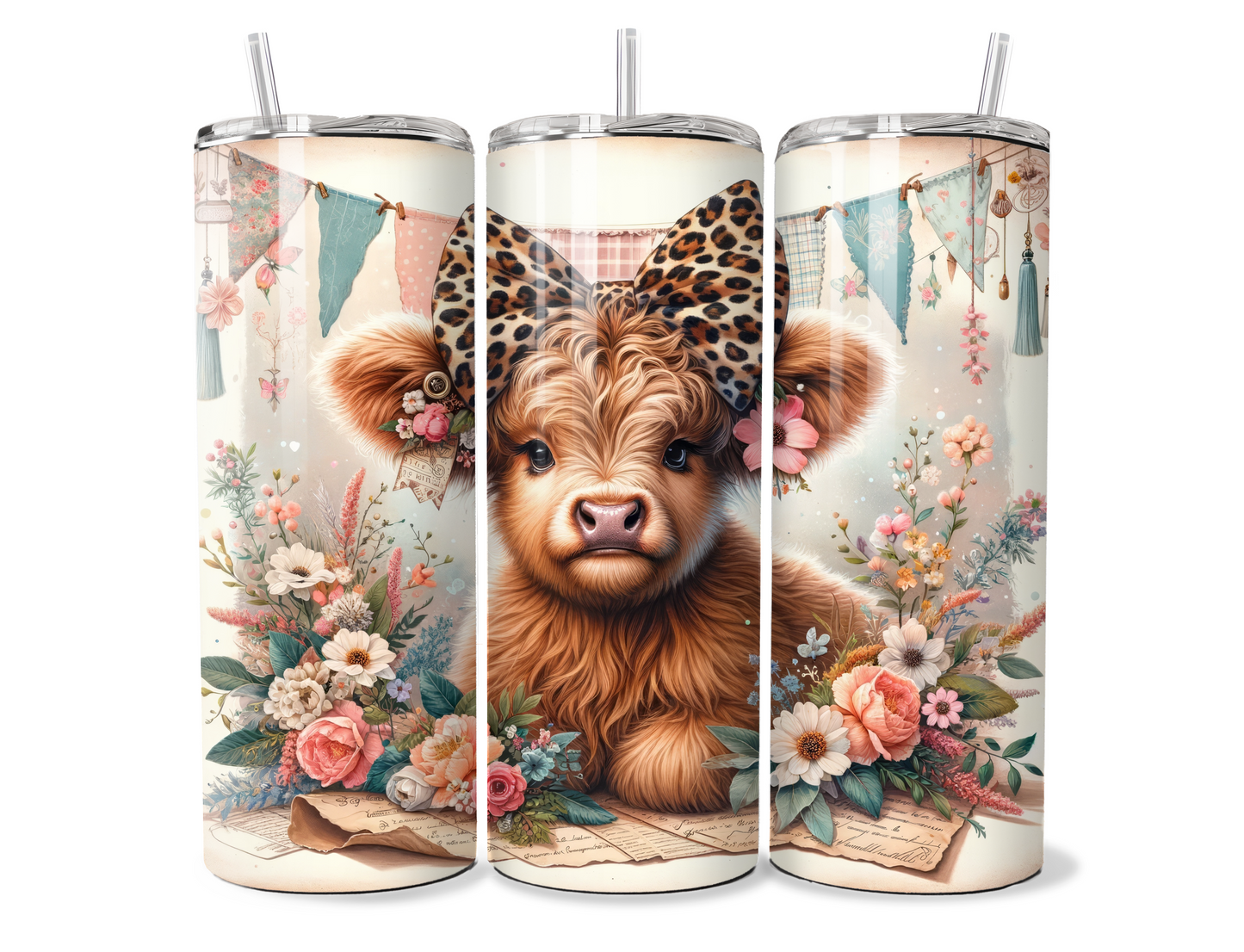 20 oz Highland Cow Tumbler, Metal insulated tumbler, sublimation wrap