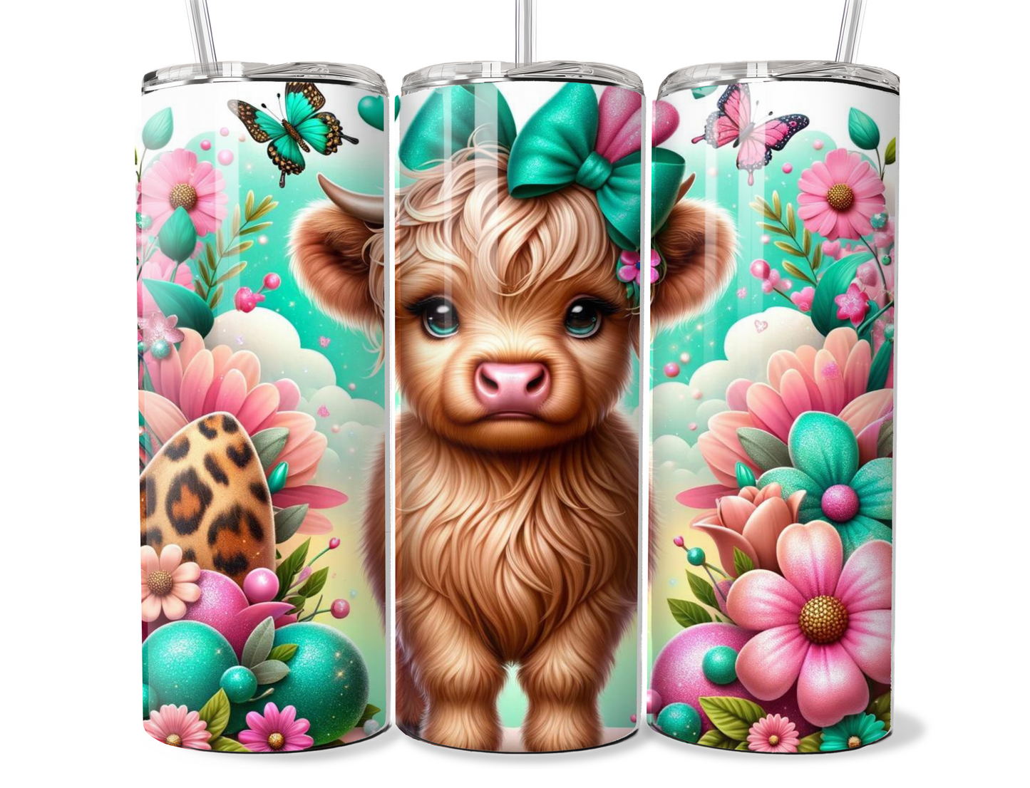 20 oz Highland Cow Tumbler, Metal insulated tumbler