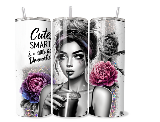 20 oz stainless steel double walled Tumbler, Sassy girl coffee design