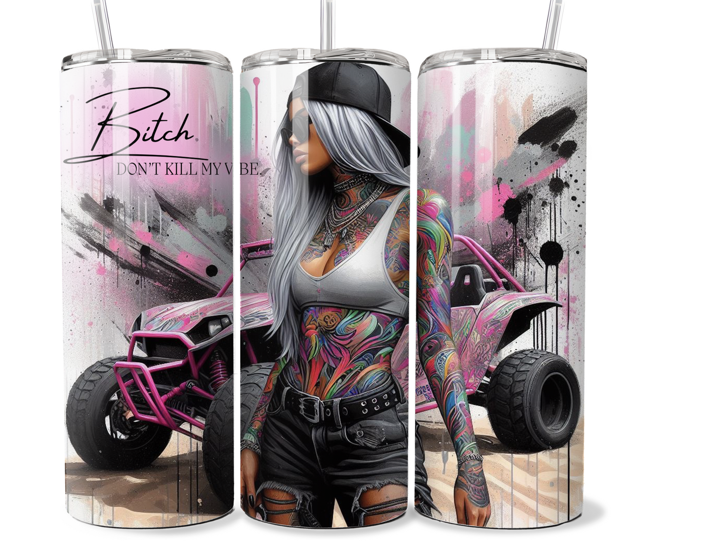 Sassy Tattooed girl 20 oz stainless steel double walled Tumbler with motivational quote