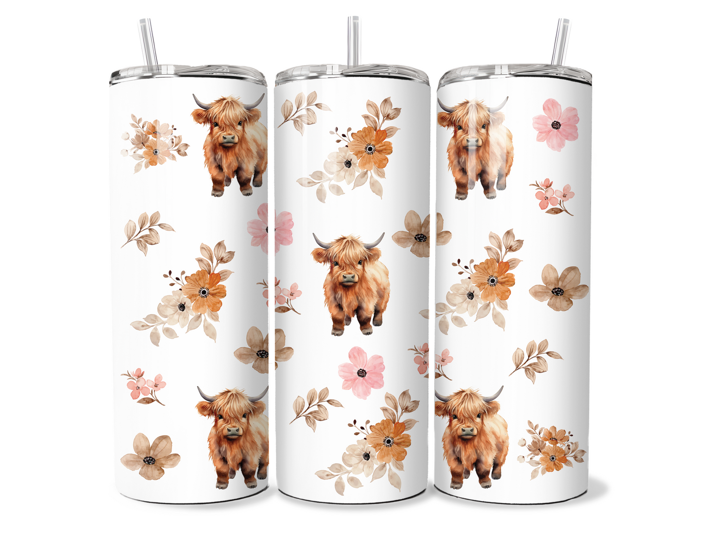 20 oz Highland Cow Tumbler, Metal insulated tumbler, sublimation wrap