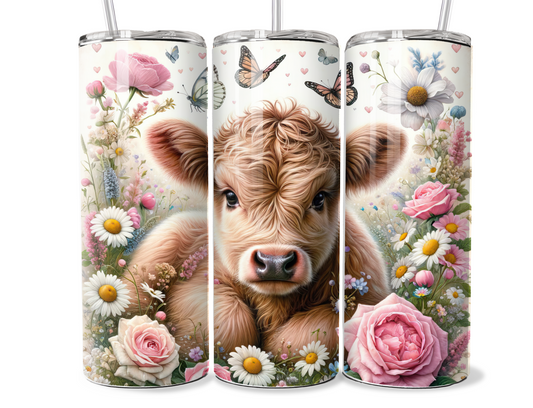 20 oz Highland Cow Tumbler, Metal insulated tumbler, sublimation wrap