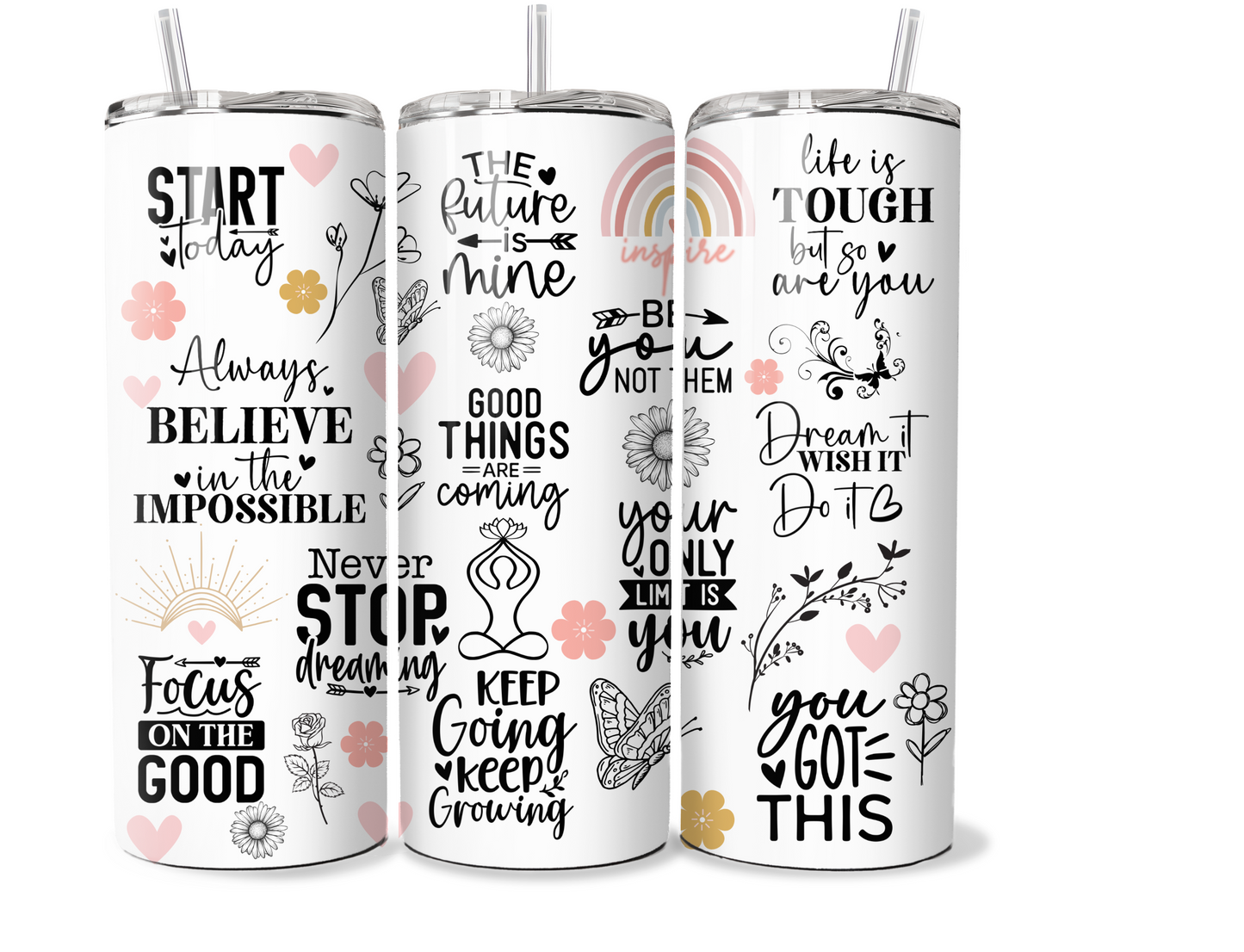 20oz skinny tumbler,motivational quote tumbler