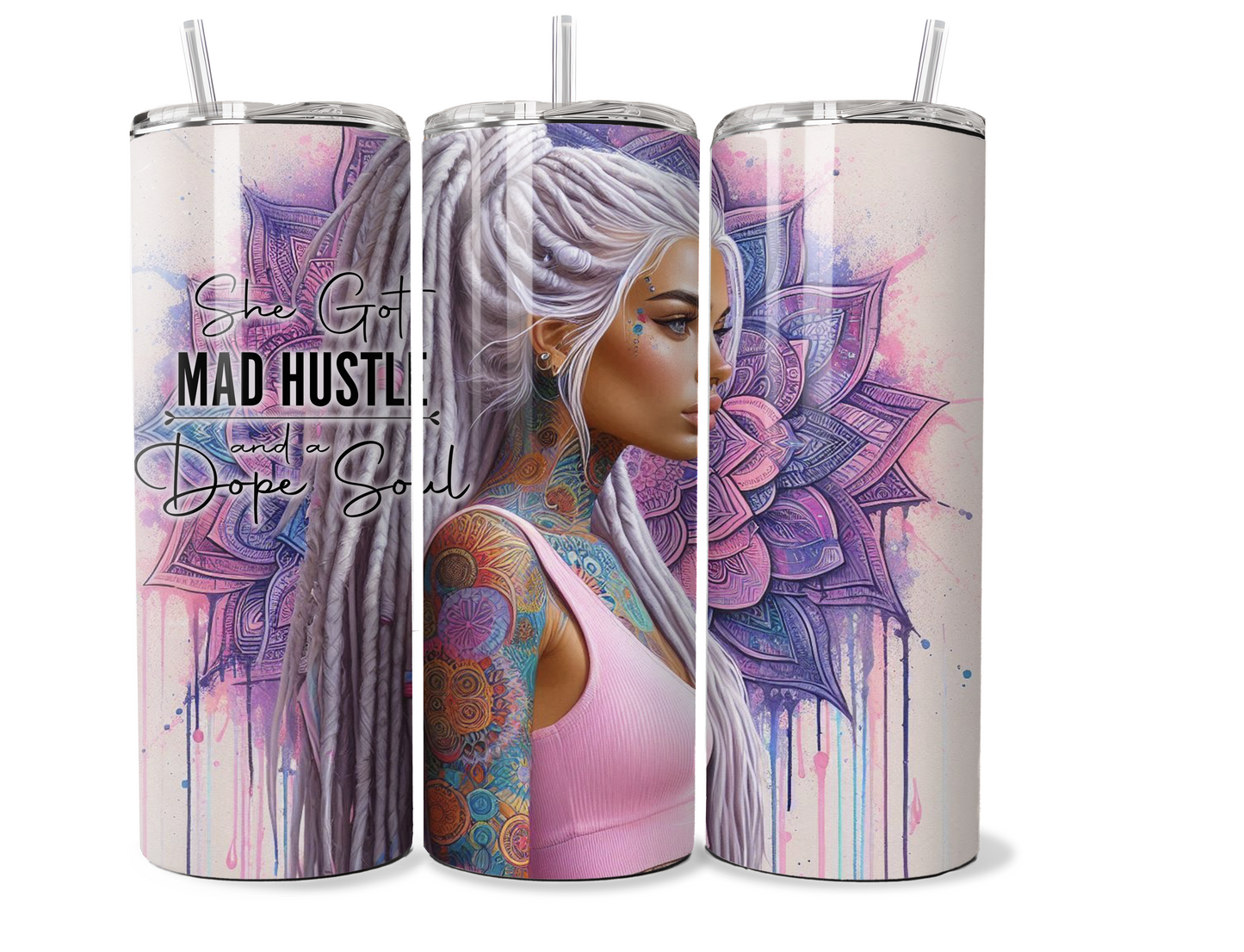 Sassy Tattooed girl 20 oz stainless steel double walled Tumbler with motivational quote