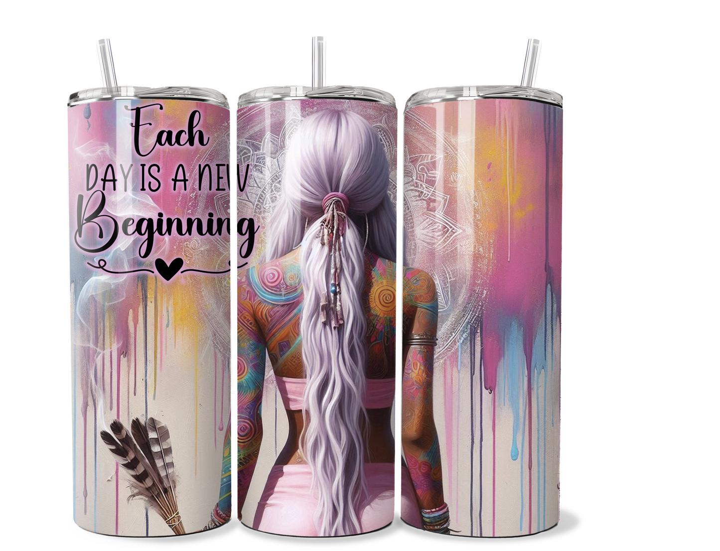 Sassy Tattooed girl 20 oz stainless steel double walled Tumbler with motivational quote