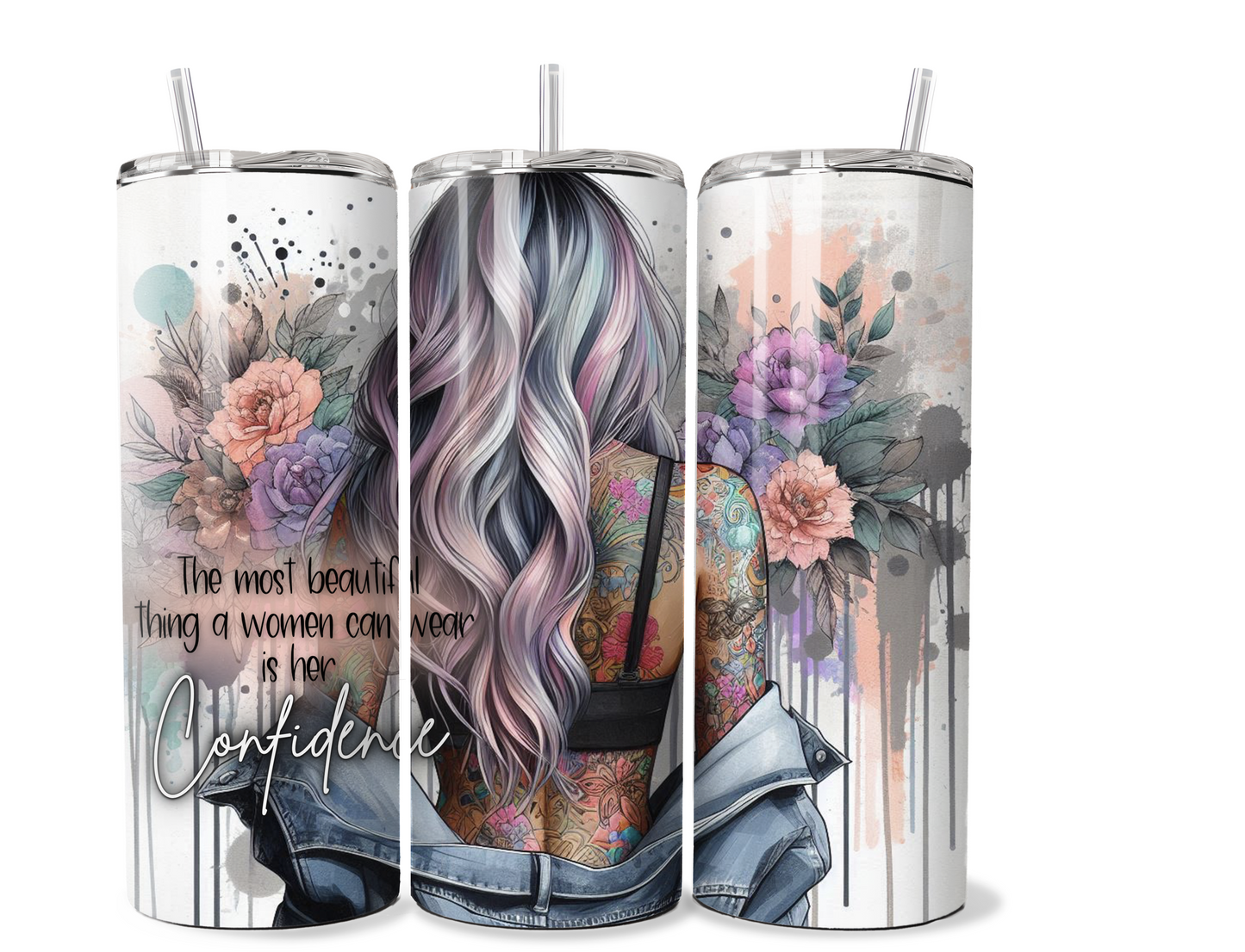 Sassy Tattooed girl 20 oz stainless steel double walled Tumbler with motivational quote