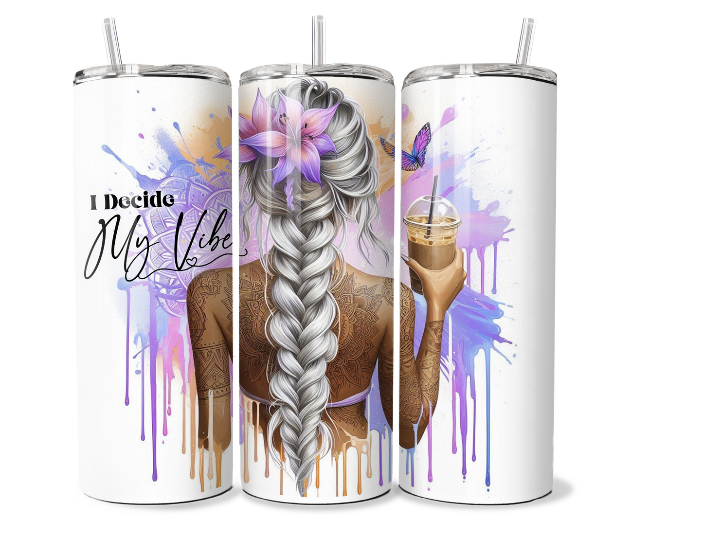 Sassy Tattooed girl 20 oz stainless steel double walled Tumbler with motivational quote